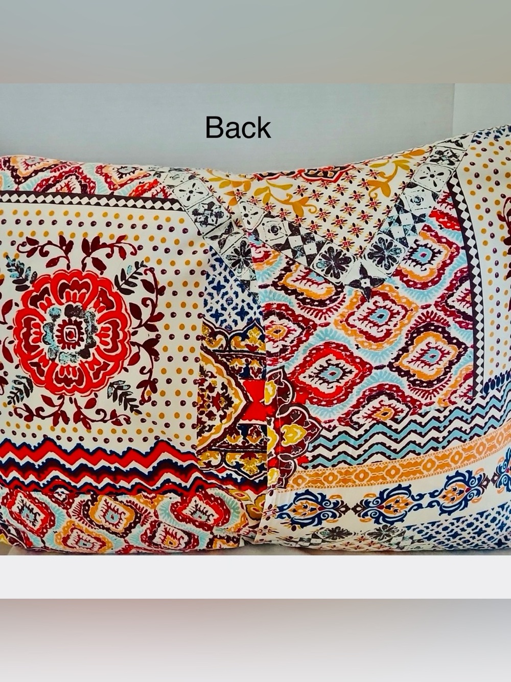 2  Anthropology Boho Pillow cover shams Gray Orange embroidered Cotton Standard - Picture 7 of 10